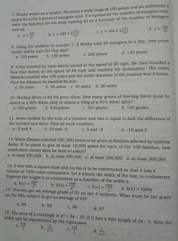 assessment 7. Nimby works as a vendor. He earns a
