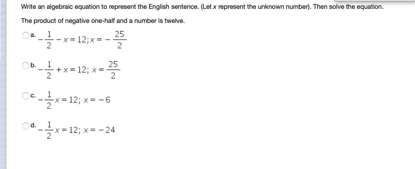 Help please Write an algebraic equation to