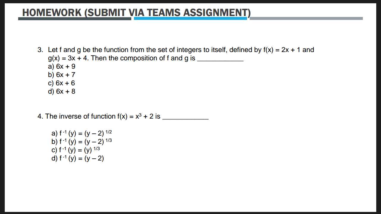 Please answer the following: HOMEWORK (SUBMIT VIA
