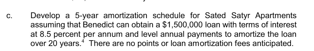 J Develop a 5year amortization schedule for Sated