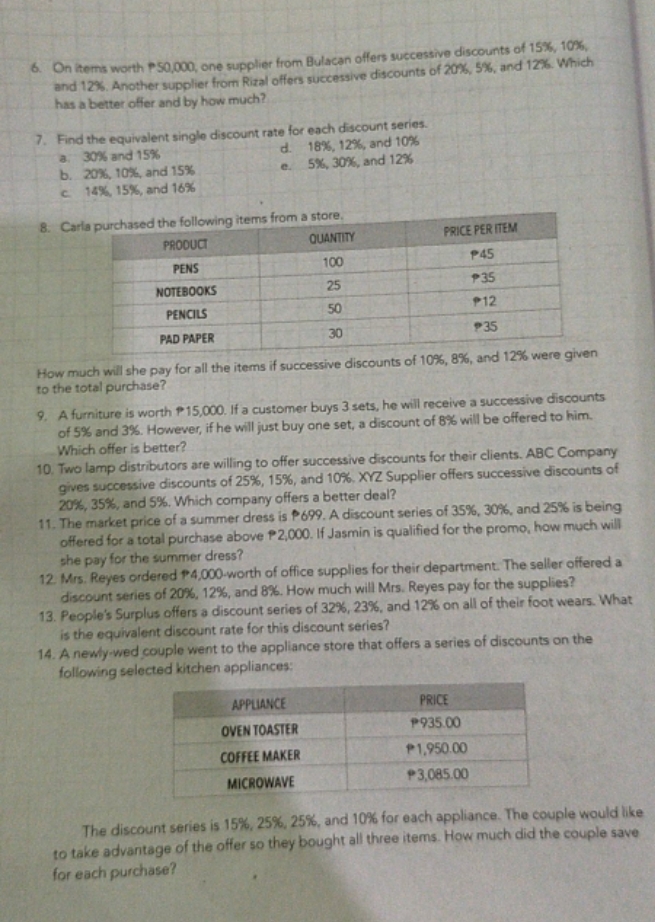 Business Math 6. On items worth $50,000, one