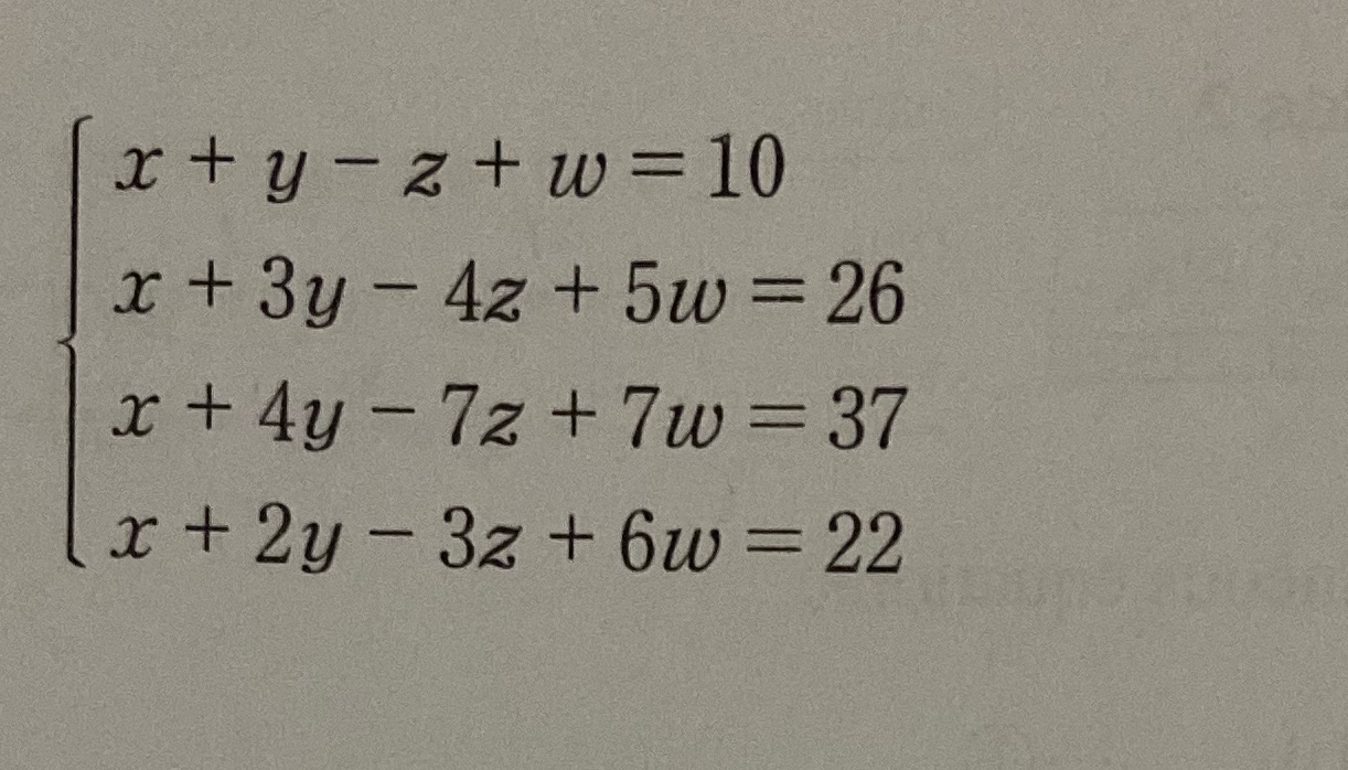 How do I solve for w, x, y and z? (Please show