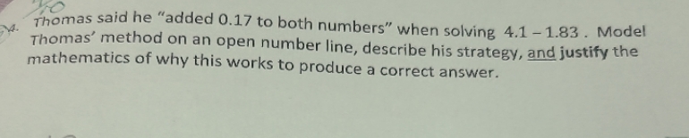 include number line Thomas said he "added 0.17 to
