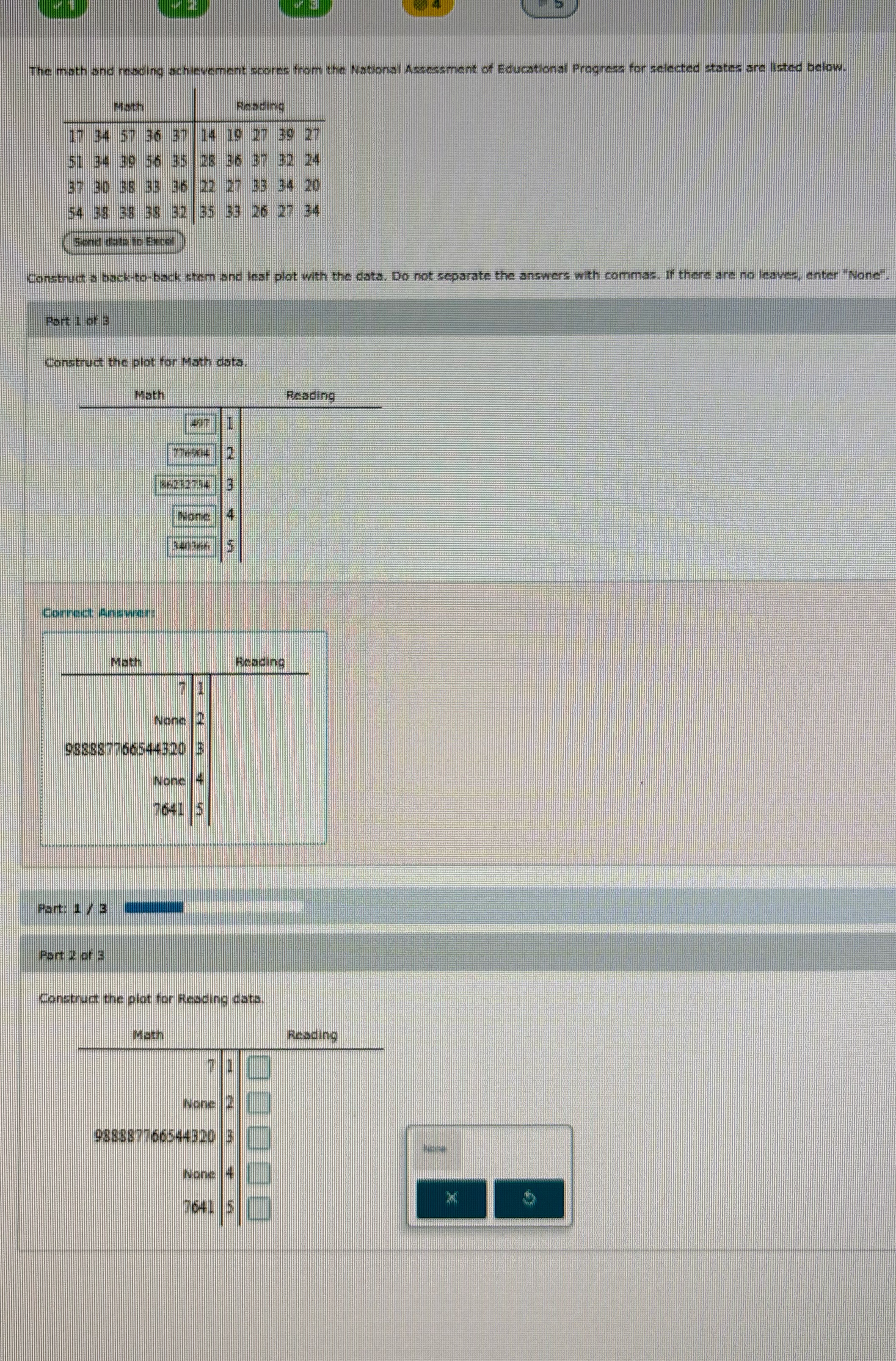 What is the answers for Reading Data a math and