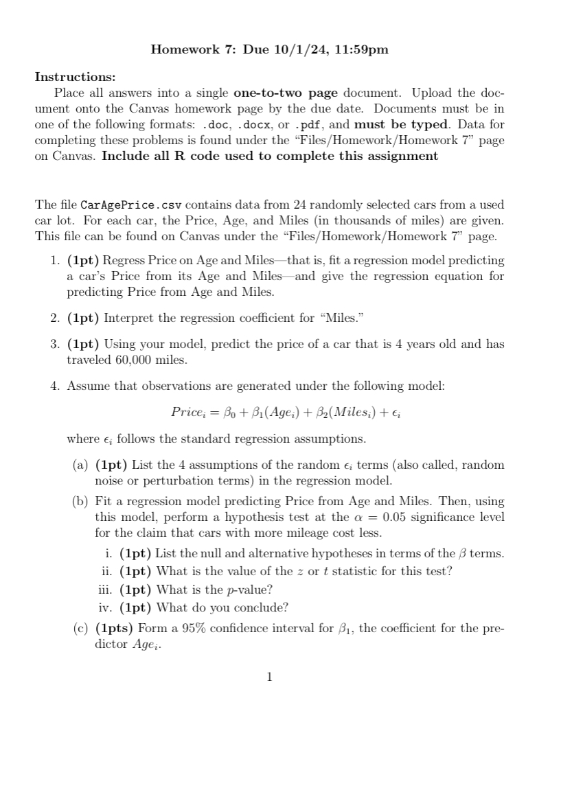 Homework 7: Due 10/1/24, 11:59pm Instructions: