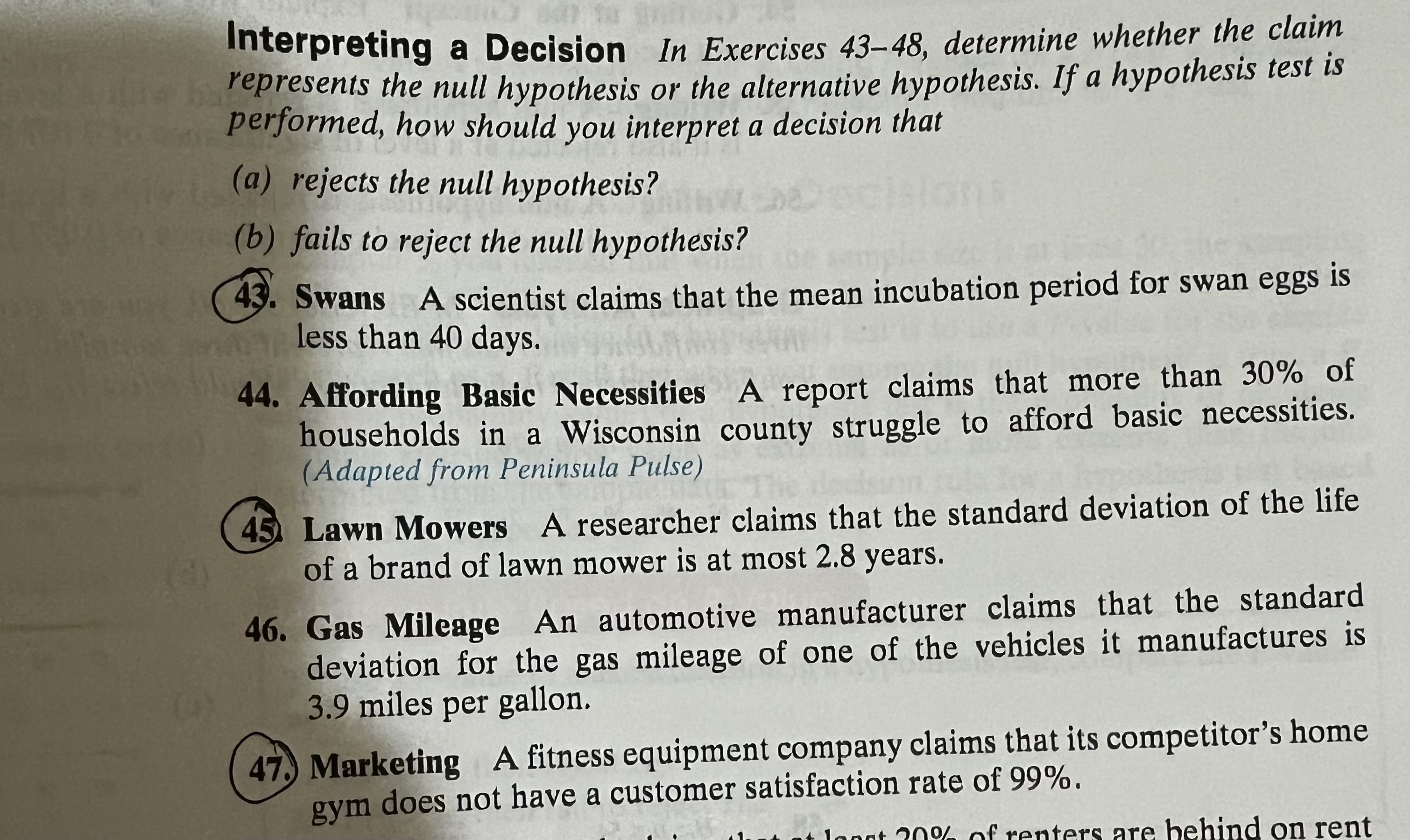 Stating Hypotheses In Exercises 11-16, the