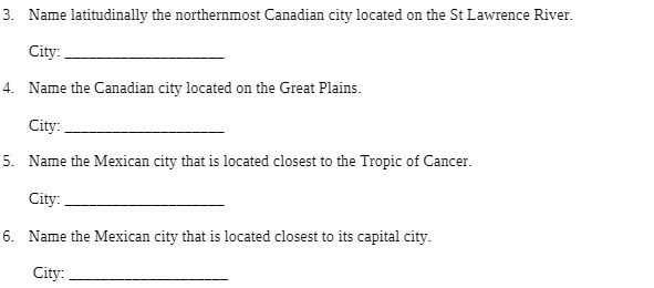 3. Name latitudinally the northernmost Canadian