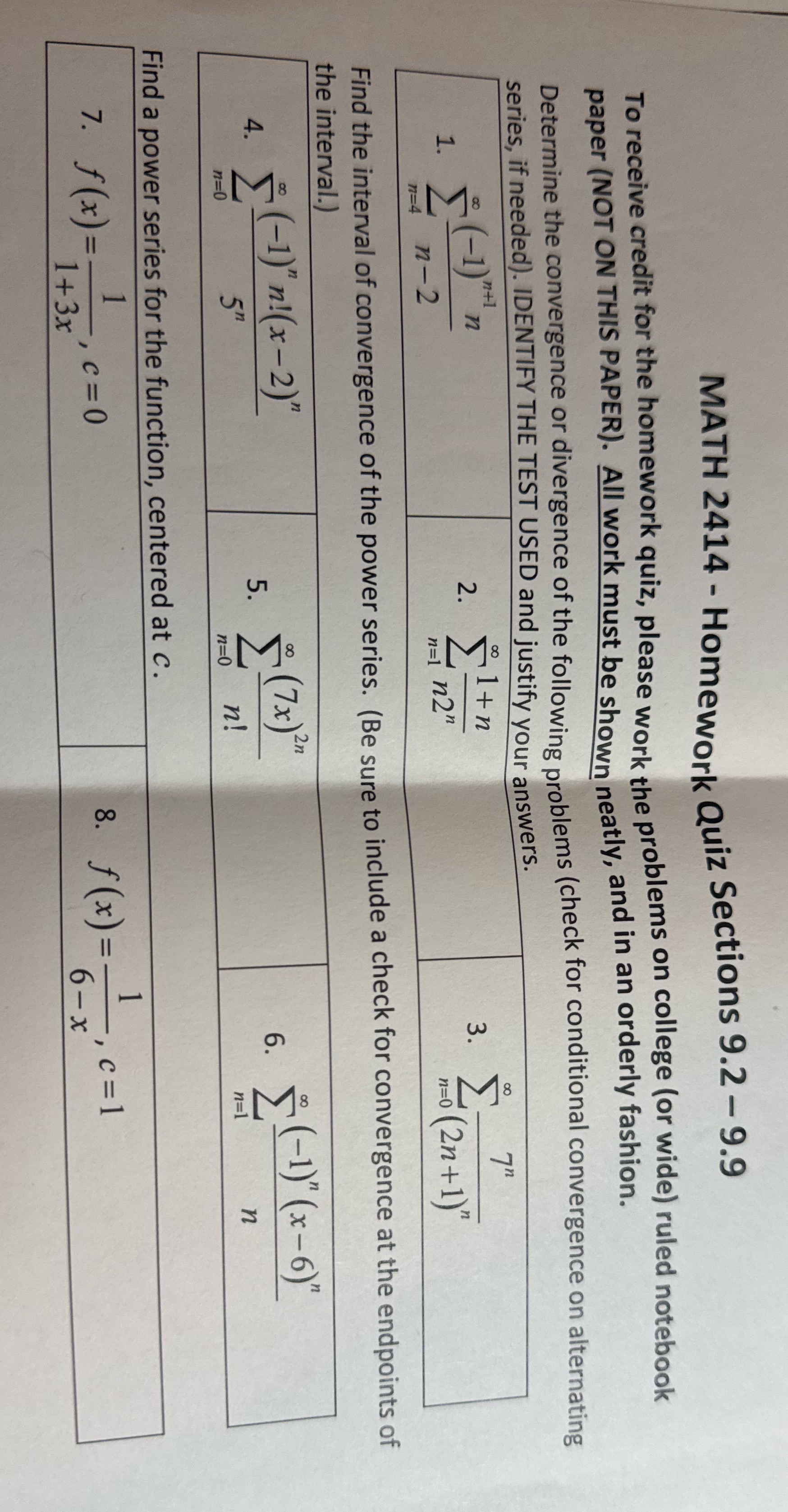 Step by step and by what test please MATH 2414 -