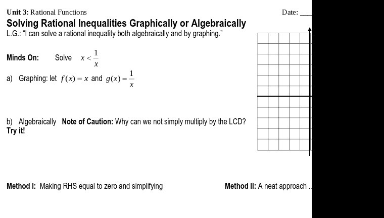 Unit 3: Rational Functions Date: Solving Rational