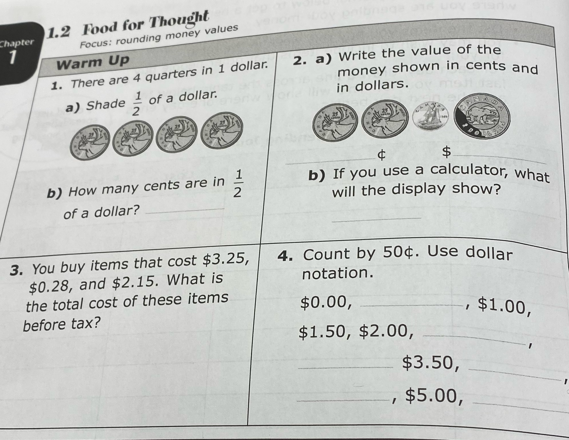 1.2 Food for Thought Chapter Focus: rounding