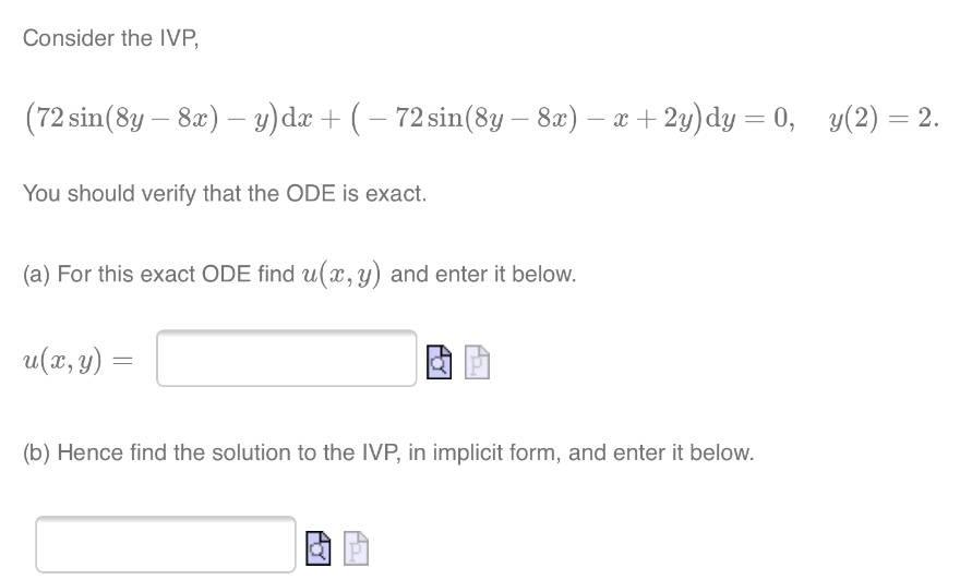Looking for your help Consider the IVP, (72