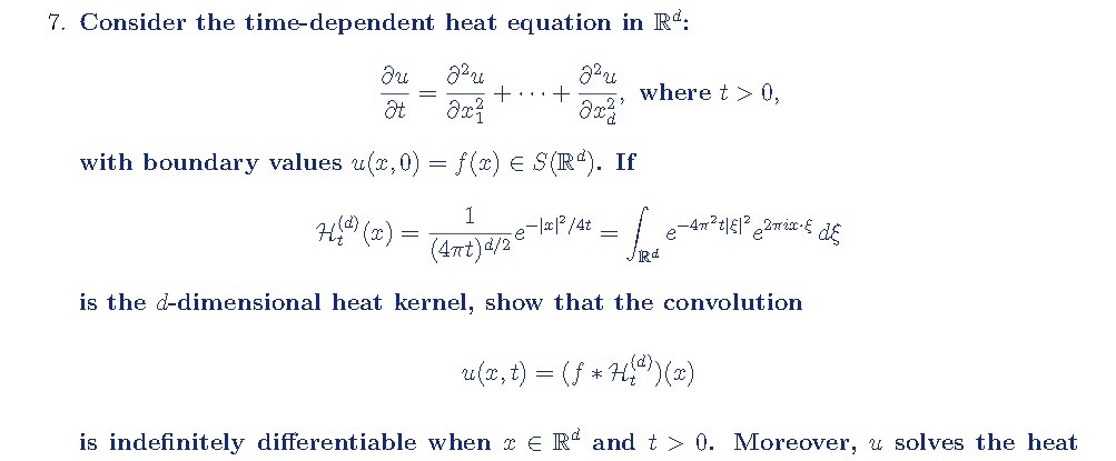 7. Consider the time-dependent heat equation in