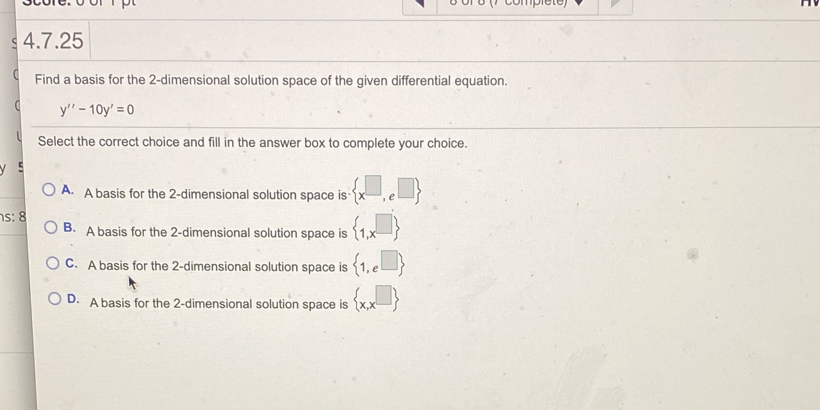 $ 4.7.25 Find a basis for the 2-dimensional