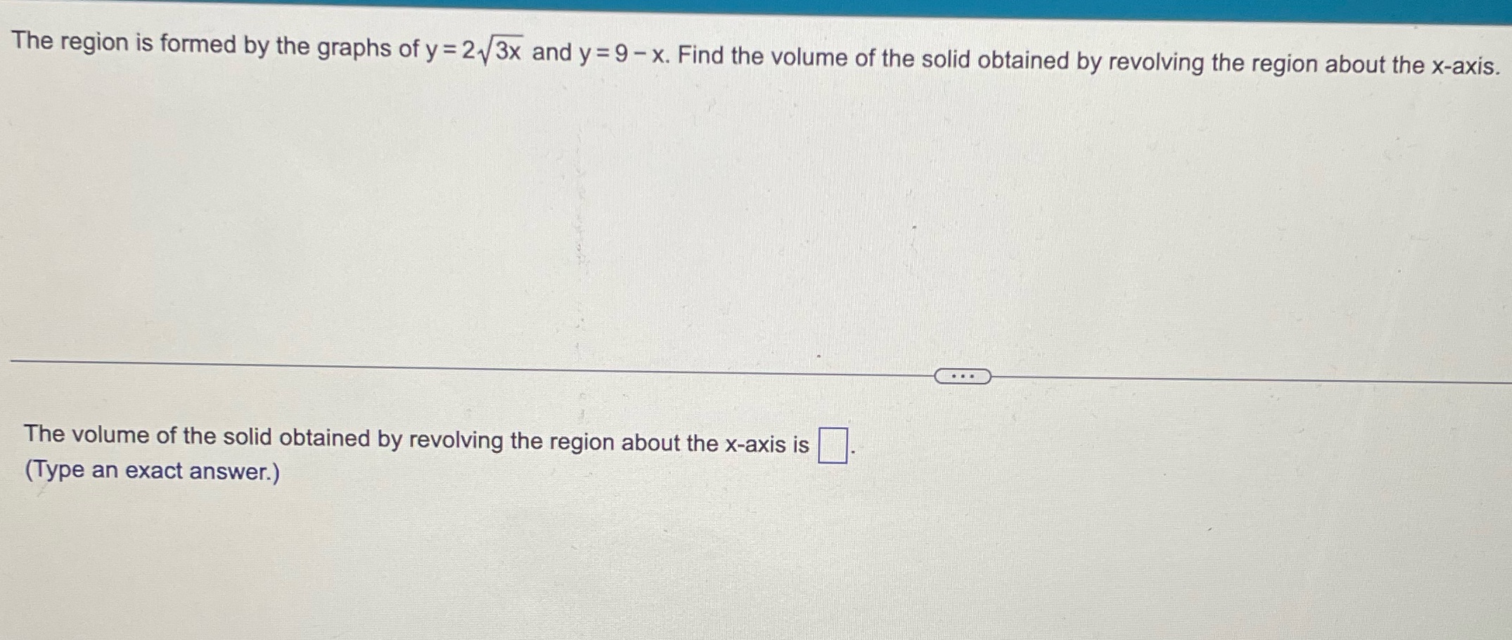 The region is formed by the graphs of y = 213x