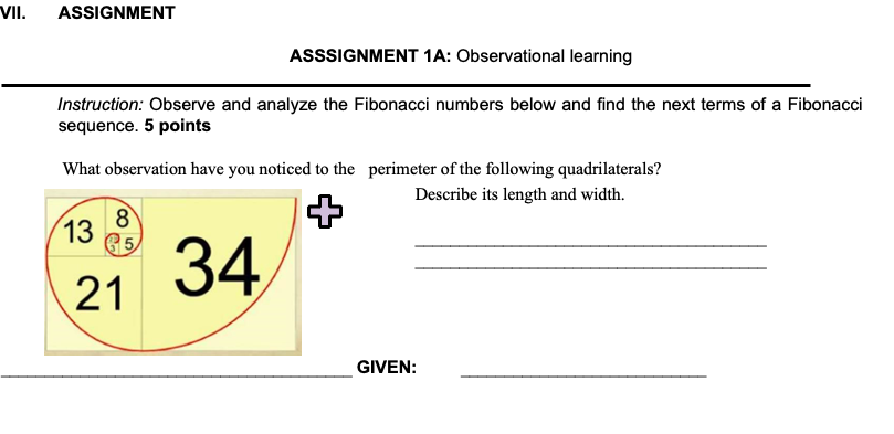 VII. ASSIGNMENT ASSSIGNMENT 1A: Observational