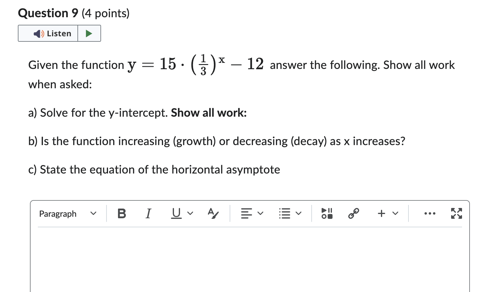 SHOW ALL WORK 8,9,10 AND ALL PARTS A,B,C Question