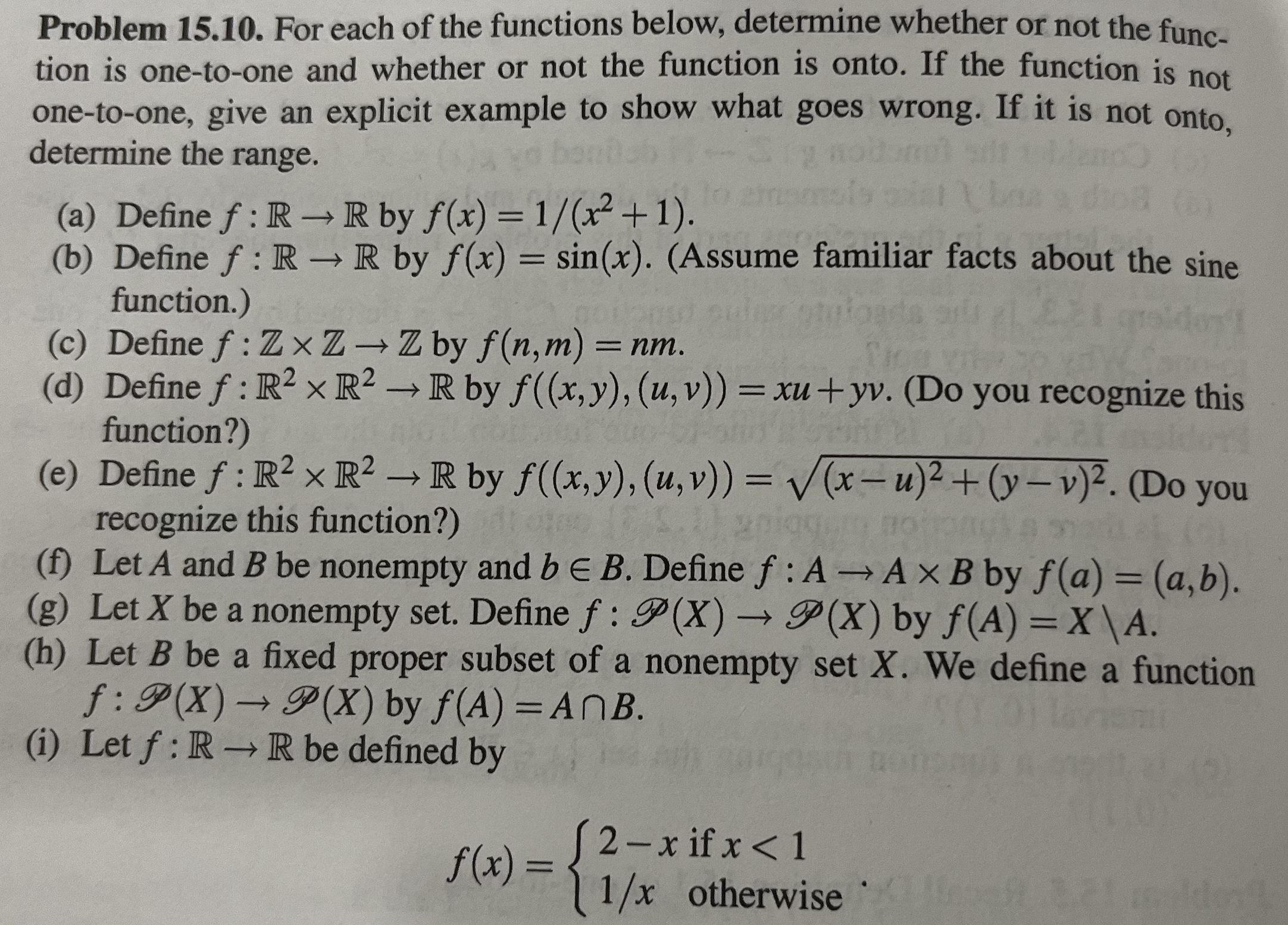 Problem 15.10. For each of the functions below,
