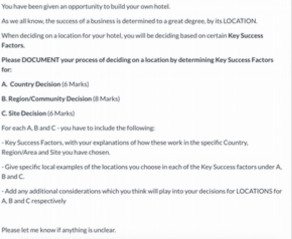 You have been given an opportunity to build your