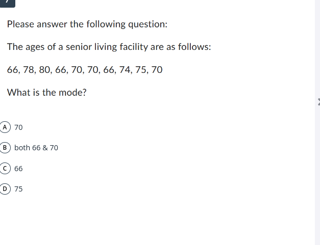 Please answer the following question: The ages of