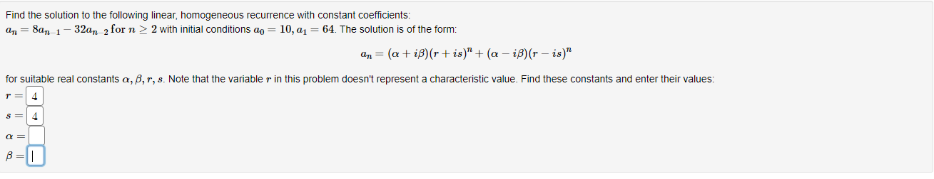 Find the solution to the following linear,