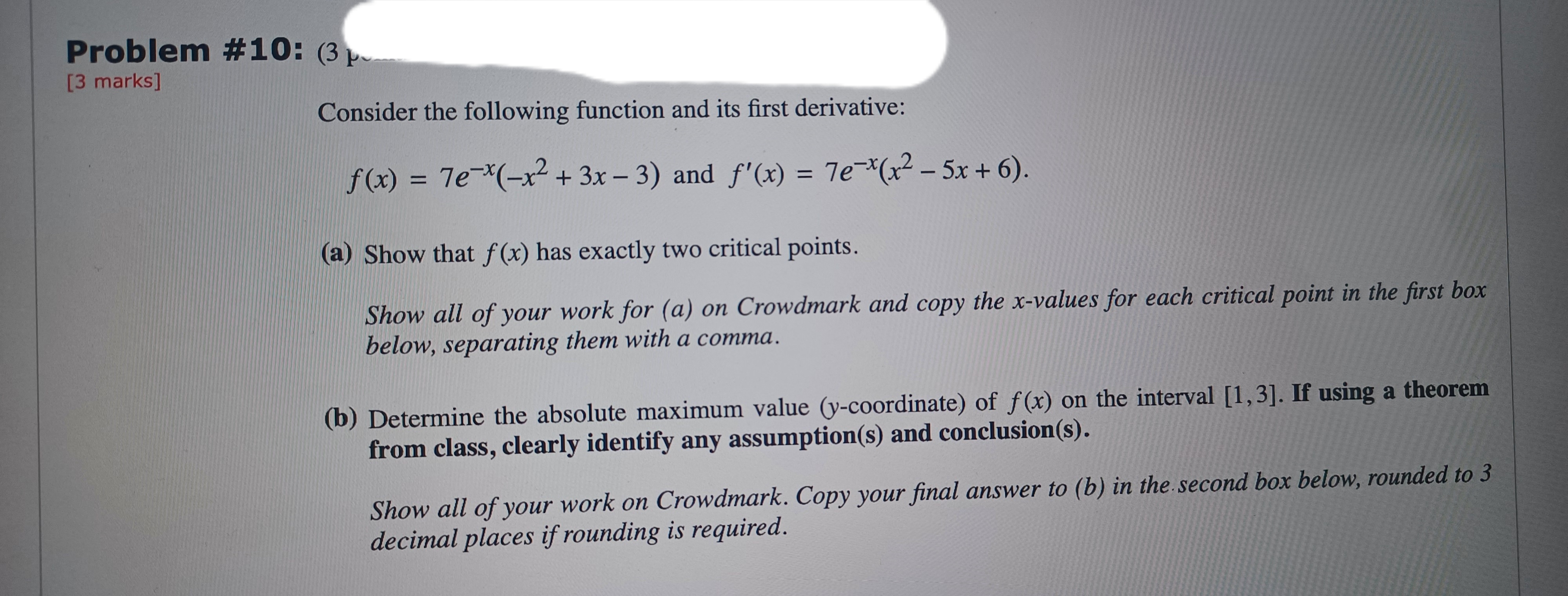 Please answer Problem #10: (3p [3 marks] Consider