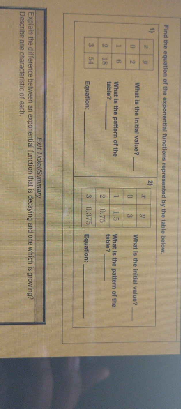 exponential function please answer below Find the