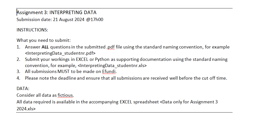 Assignment 3: INTERPRETING DATA Submission date: