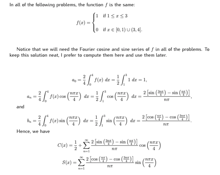 In all of the following problems, the function f