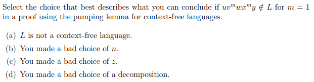 Select the choice that best describes what you