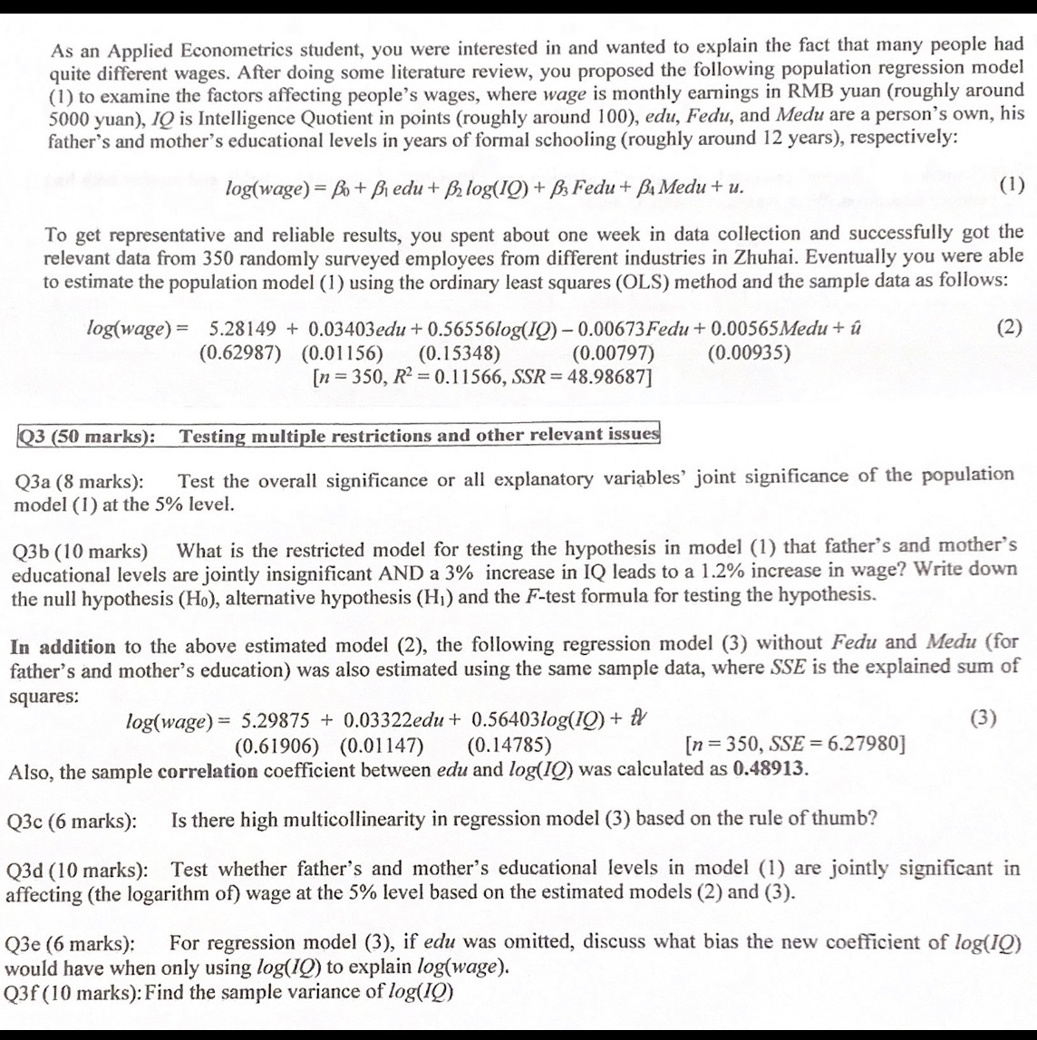 As an Applied Econometrics student, you were