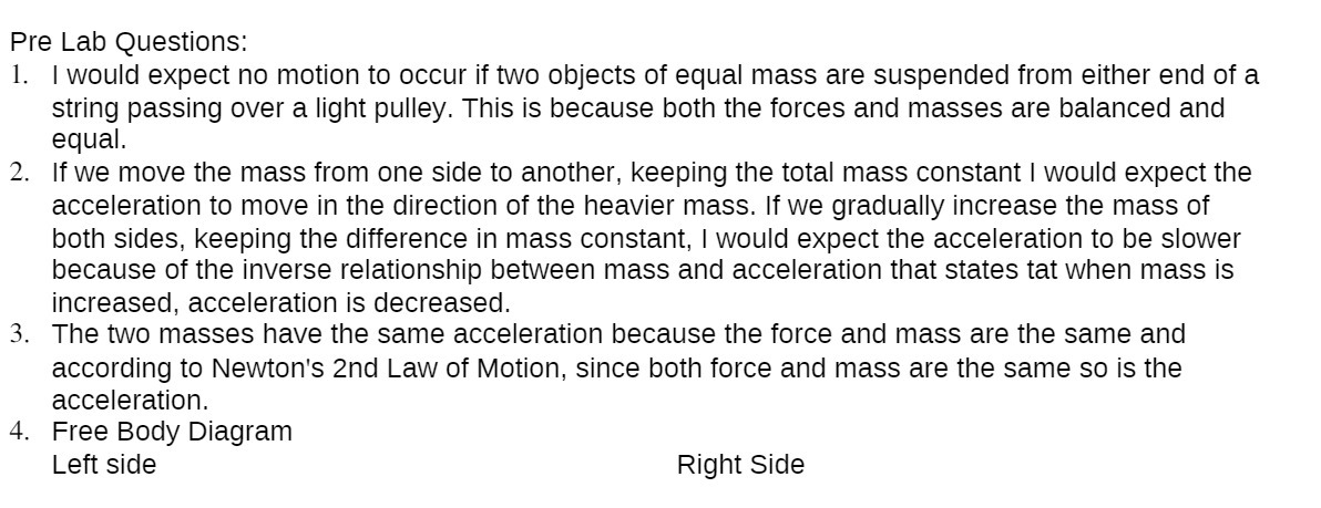 Pre Lab Questions: 1 . !\\.) I would expect no