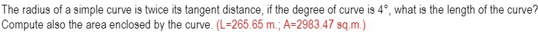 The radius of a simple curve is twice its tangent