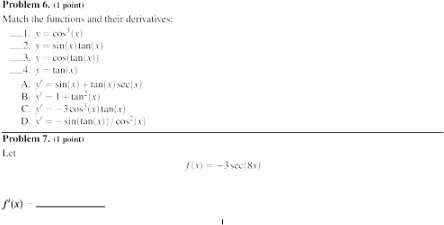 Problem 6. (I pointi Match the functions and