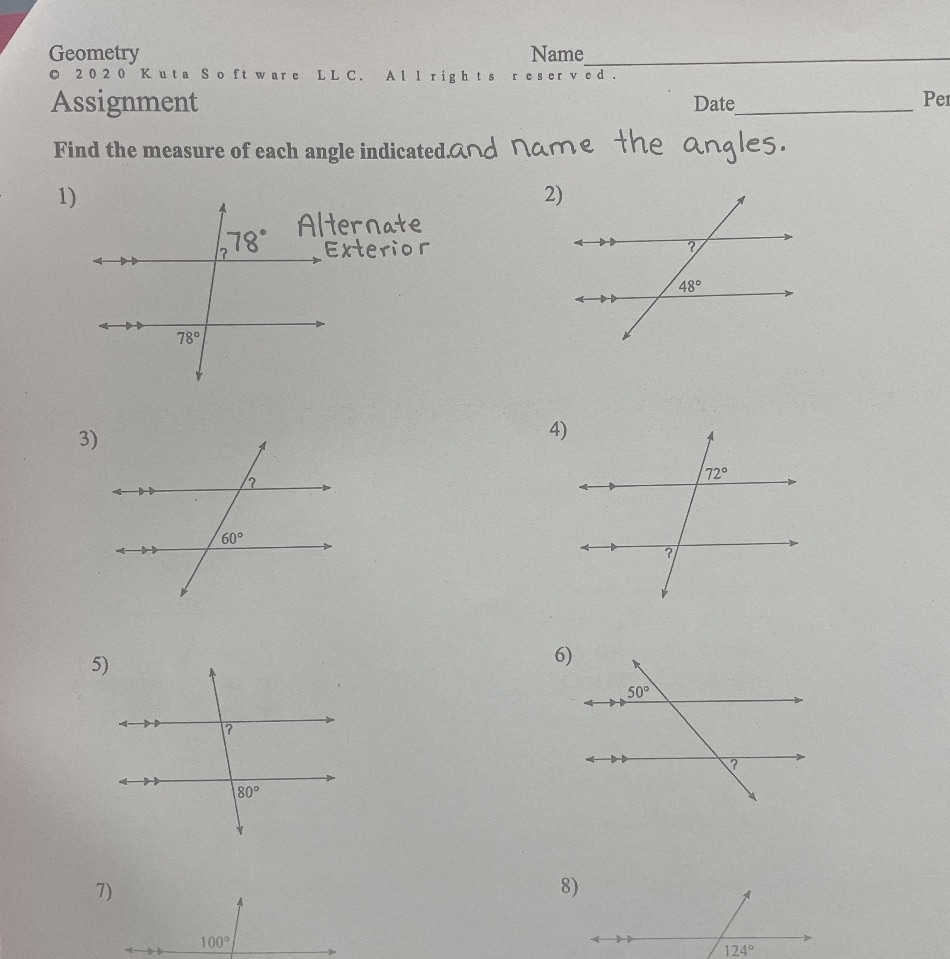 Geometry Name 2020 Kuta Software LLC. All rights