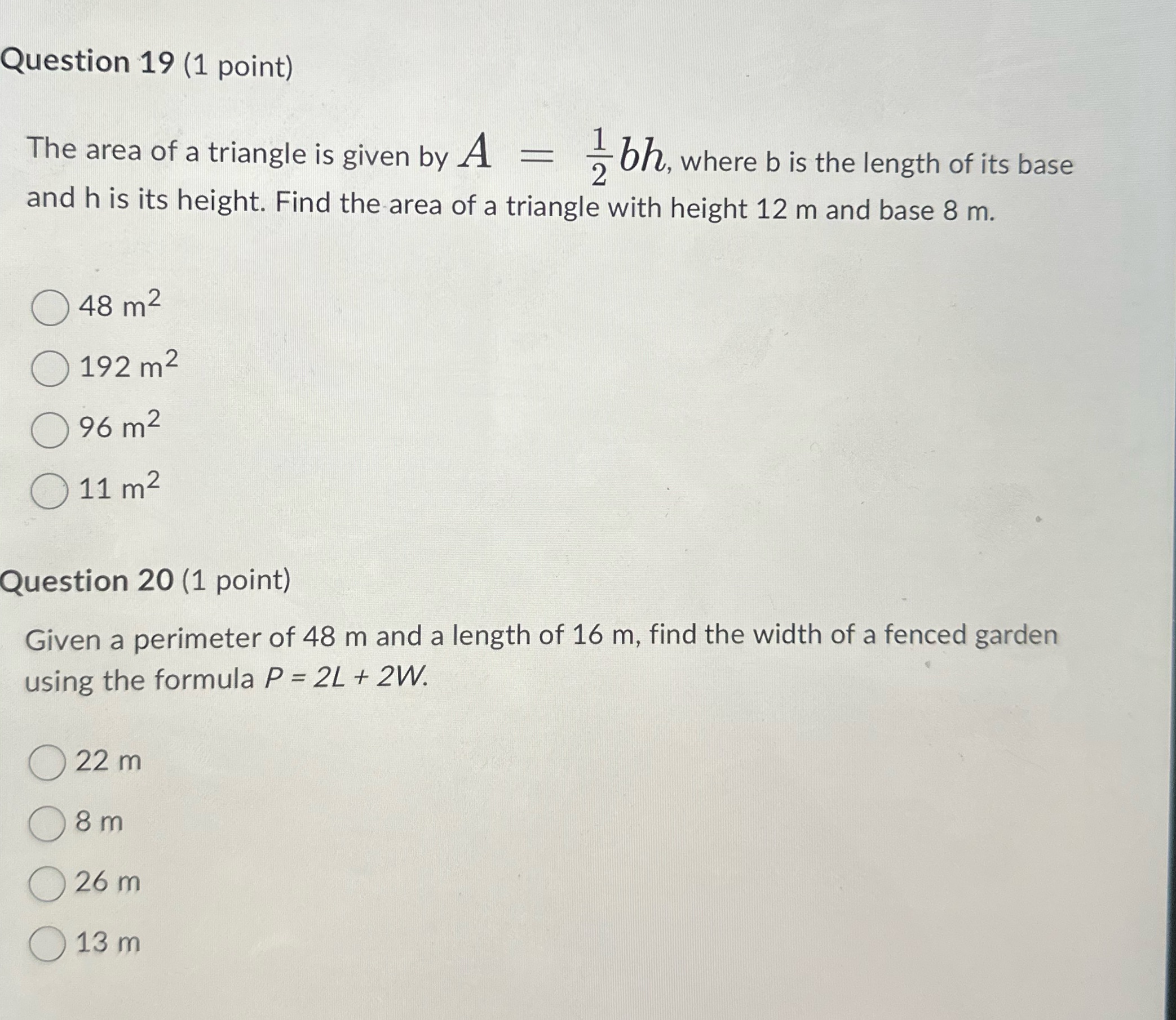 19,20 please help thank you Question 19 (1 point)