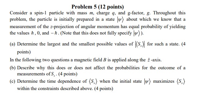 Question 5; Problem 5 (12 points) Consider a
