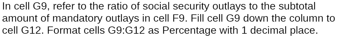 In cell G9, refer to the ratio of social security