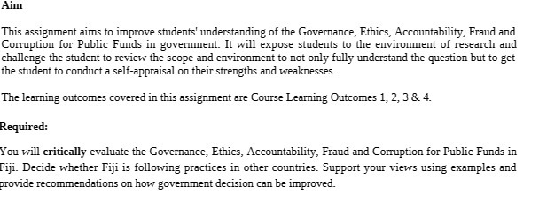 Aim This assignment aims to improve