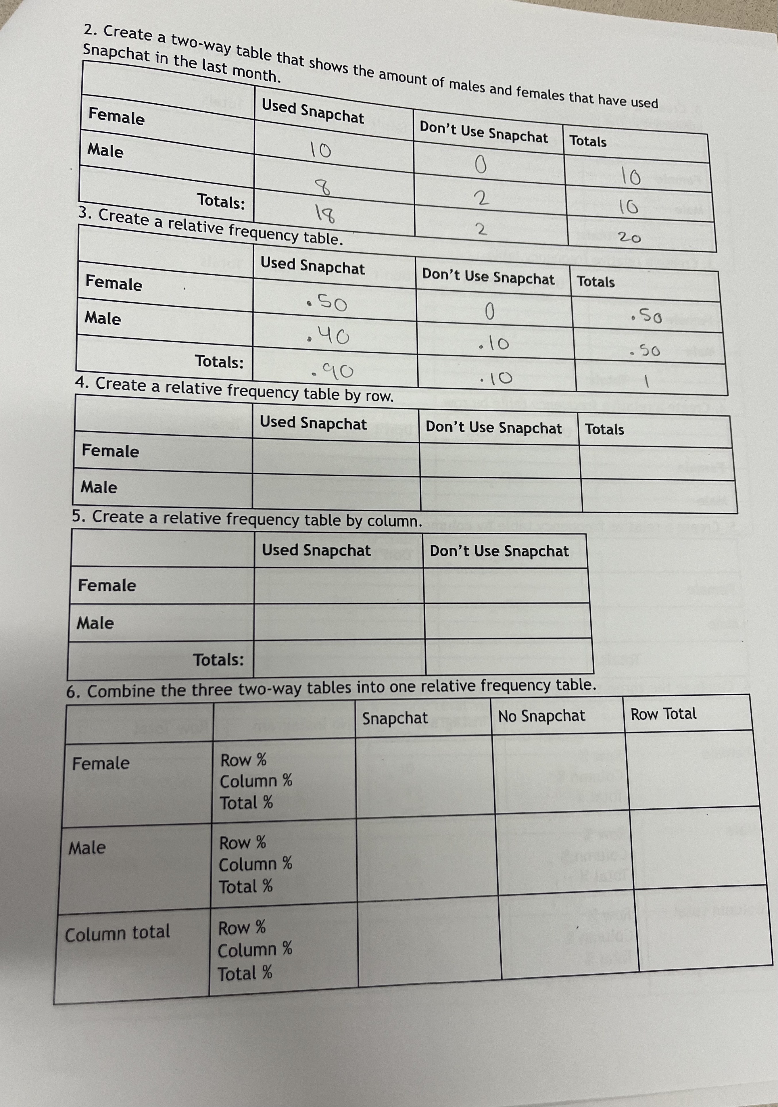 Snapchat in the last month. 2. Create a two-way