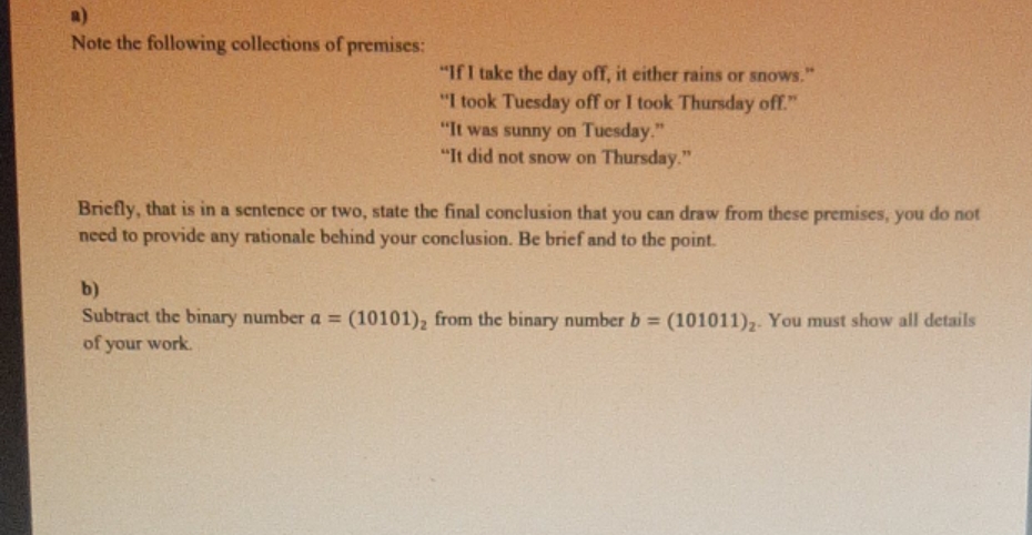 disctrete matb Note the following collections of