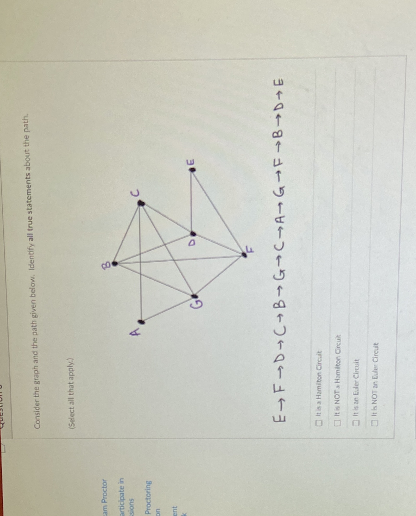 Consider the graph and the path given below.