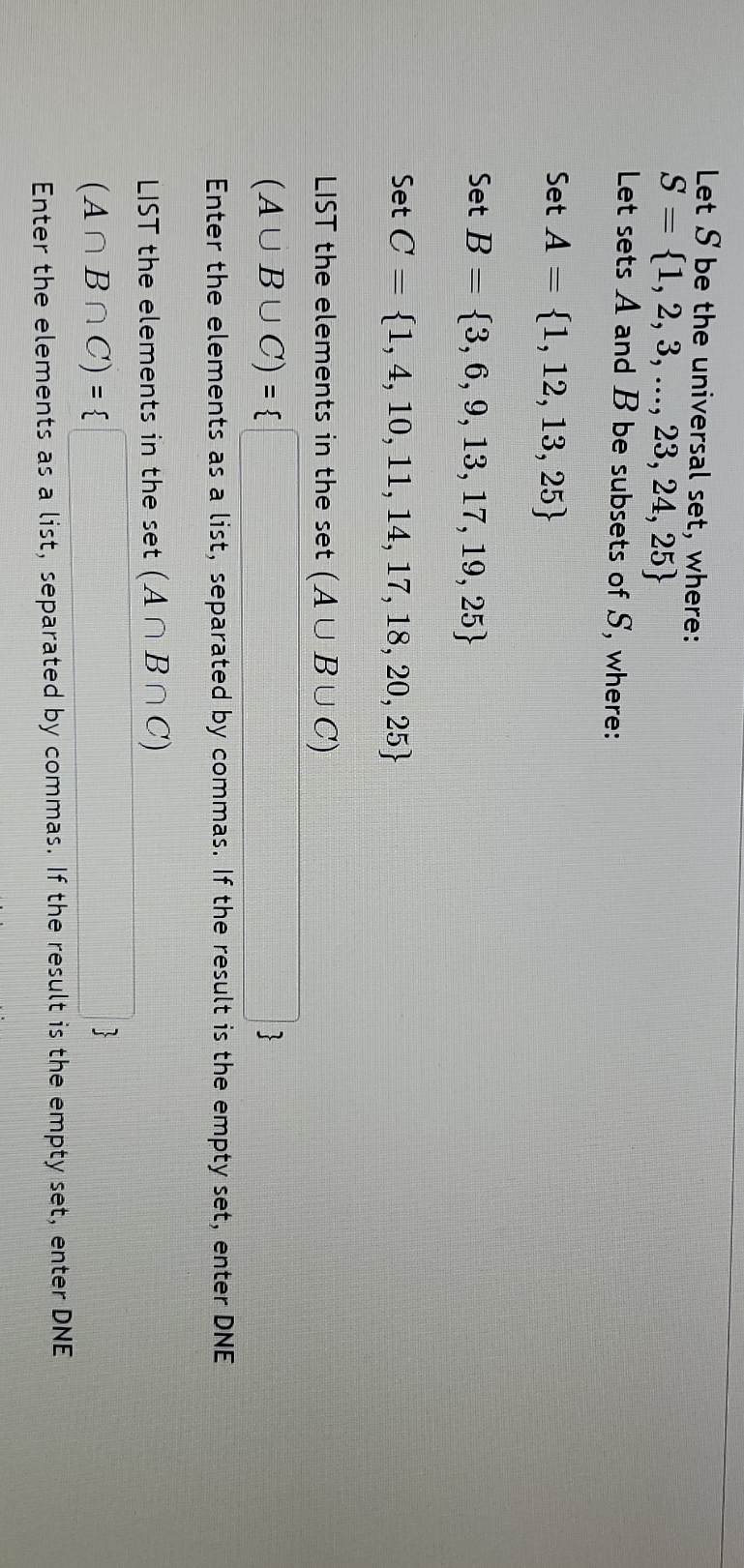 pls explain, thanks Let S be the universal set,