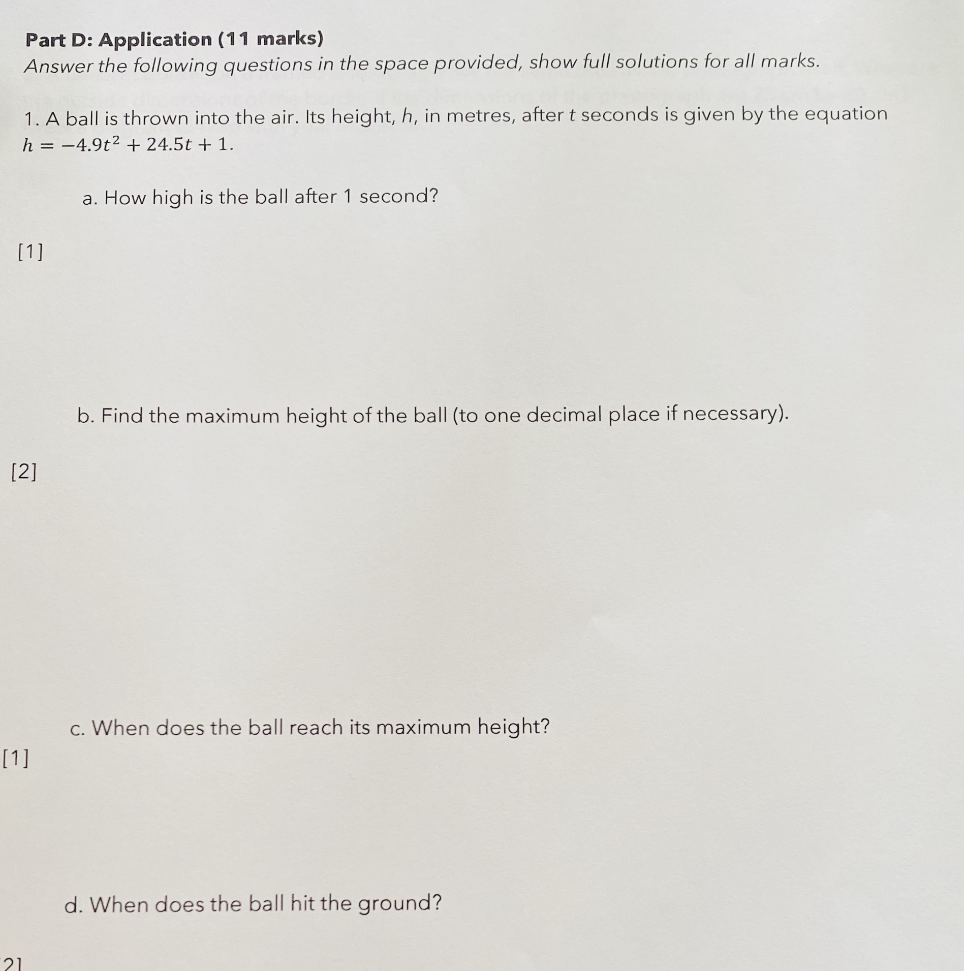 Please do all parts a to d Part D: Application