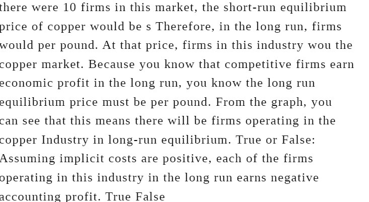 there were 10 firms in this market, the short-run