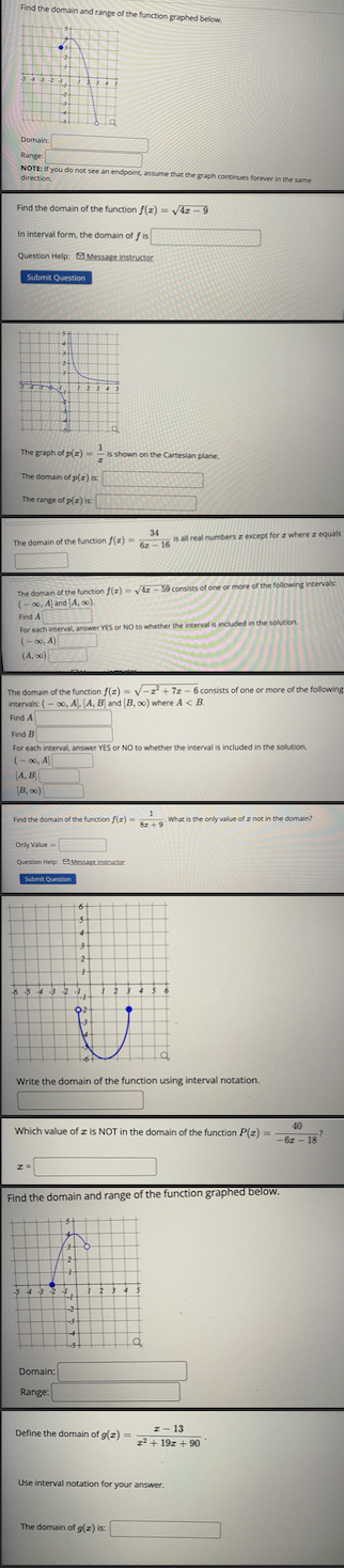 Find the domain and range of the function graphed