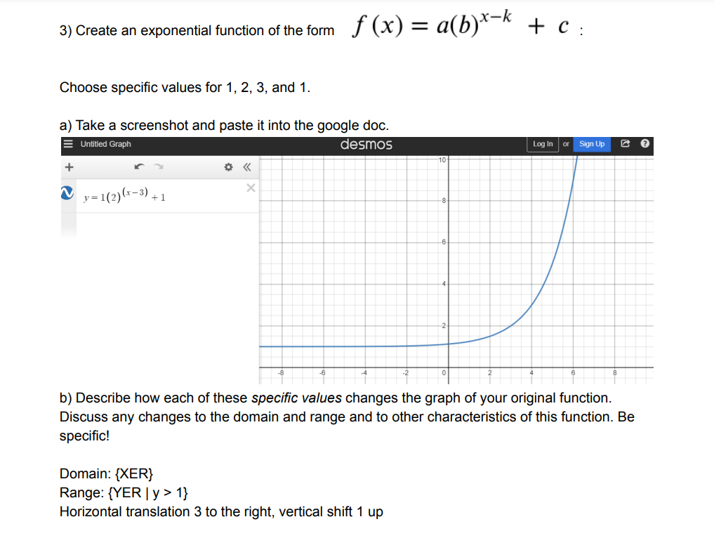 _ xk 3) Create an exponential function ofthe form