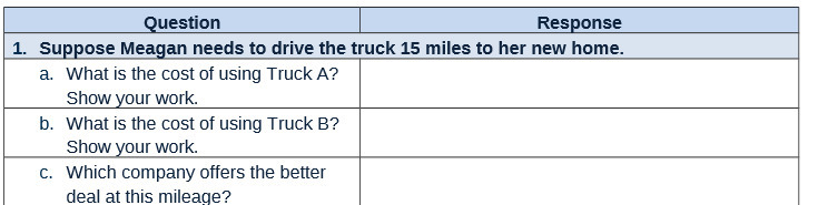 Question Response 1. Suppose Meagan needs to