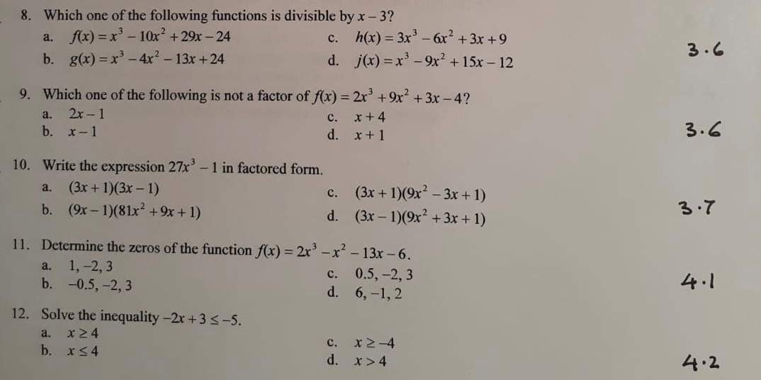 8. Which one of the following functions is