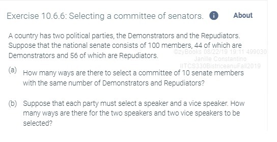 Exercise 10.6.6: Selecting a committee of