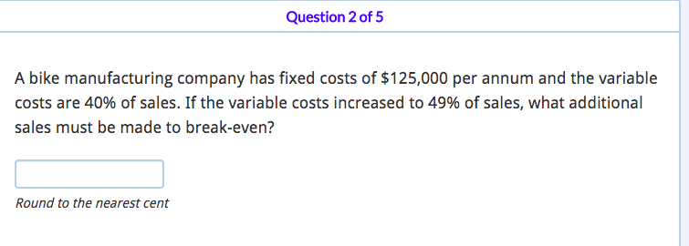 this is based on CVP Analysis (percent basis)